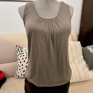 Crosby Tank with Elastic Front Hem and Silver Ball Trim Size M Taupe
